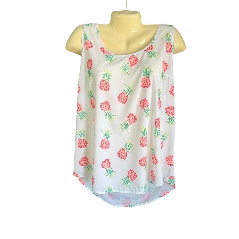 Time and Tru Pineapple Print Tank Top Sleeveless Tunic Women’s XXL